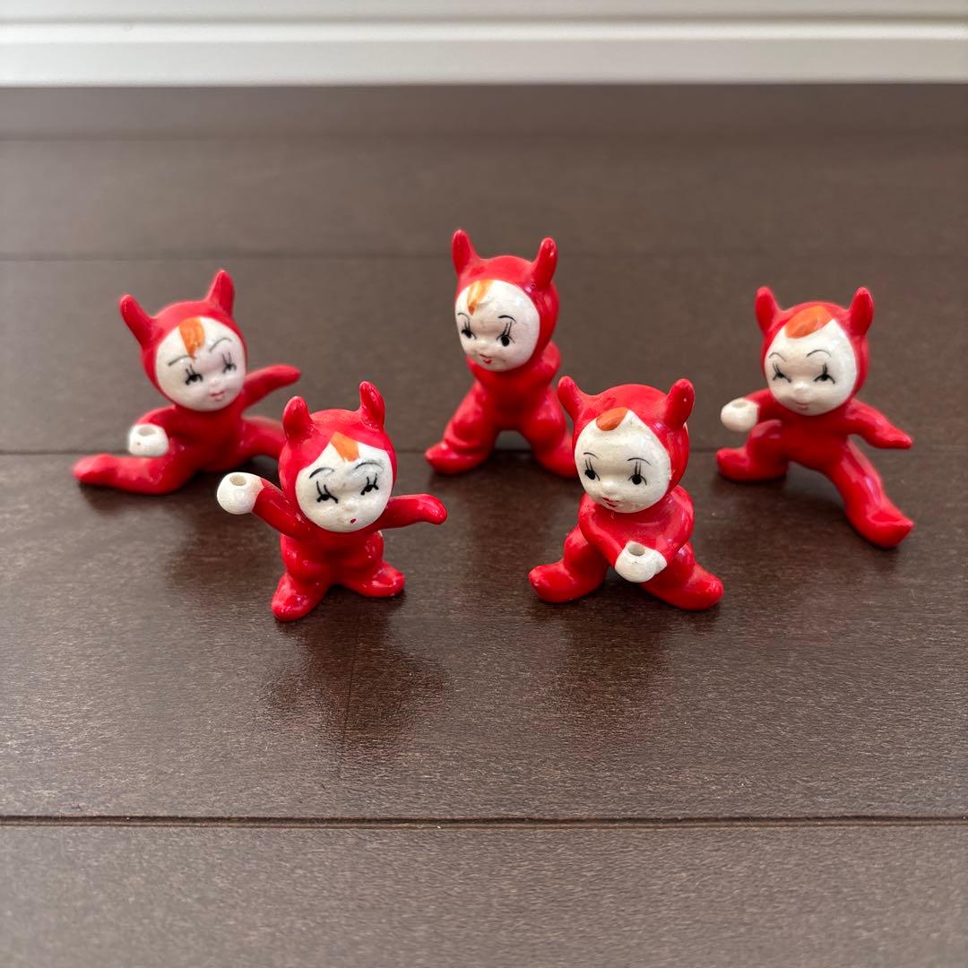 ビンテージ　日本製　デビル　小悪魔　悪魔　陶器　オキュパイドジャパン　置物 ビンテージ 日本製 デビル 小悪魔 悪魔 陶器 オキュパイドジャパン