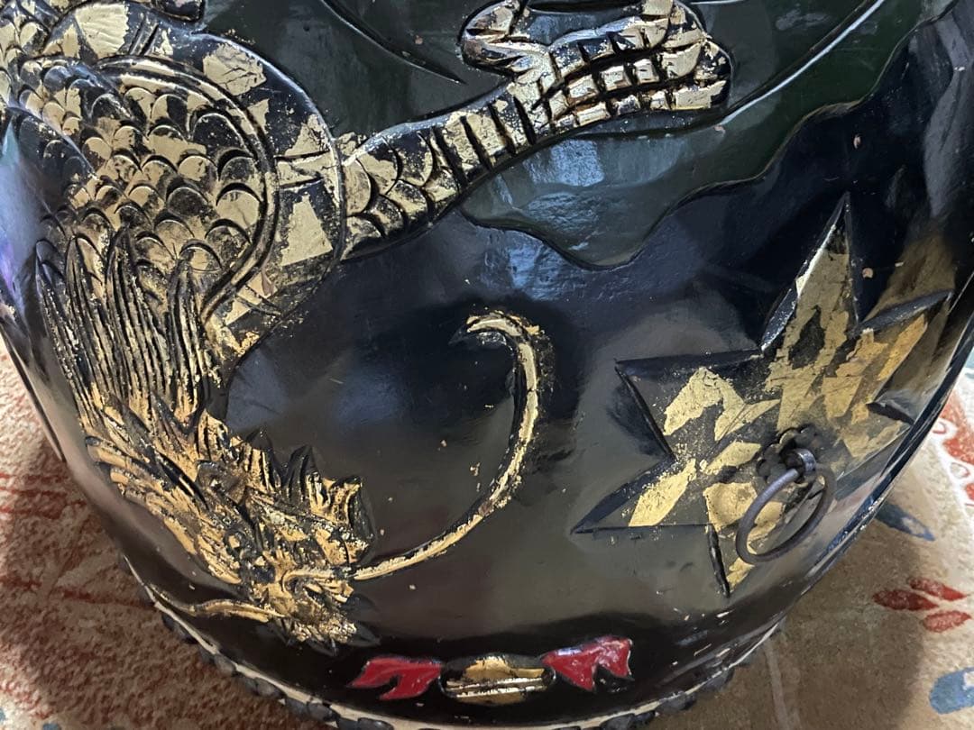 太鼓 和太鼓 アンティーク 木彫り 龍彫り オブジェ 古道具