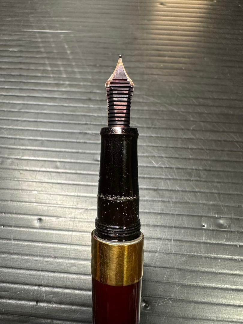 美品 大橋堂 OHASIDO 万年筆 14Kペン先／K18リング／朱漆軸