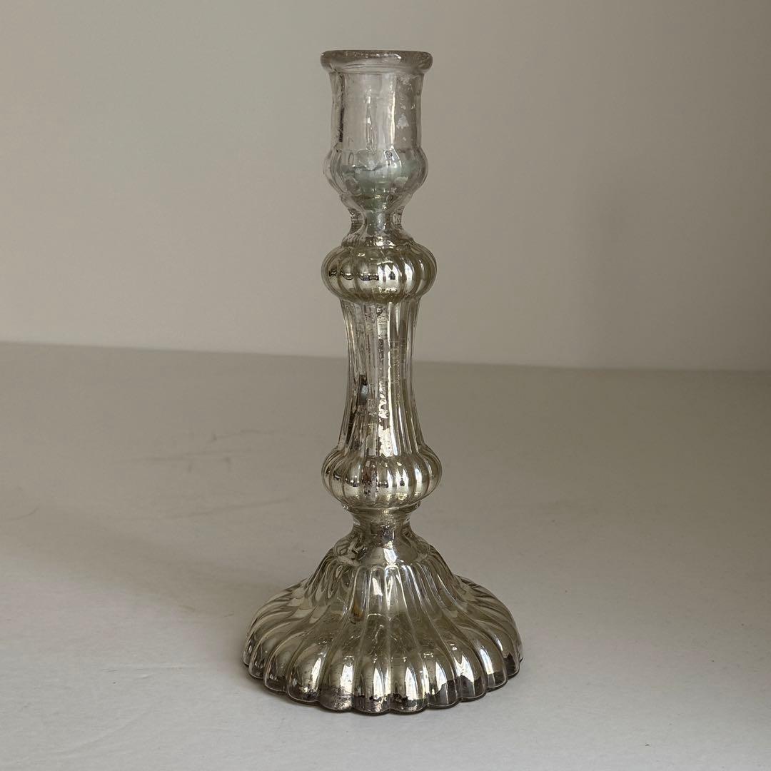 フランスアンティーク マーキュリーグラス　キャンドルホルダー　燭台 フランスアンティーク マーキュリーグラス キャンドルホルダー 燭台