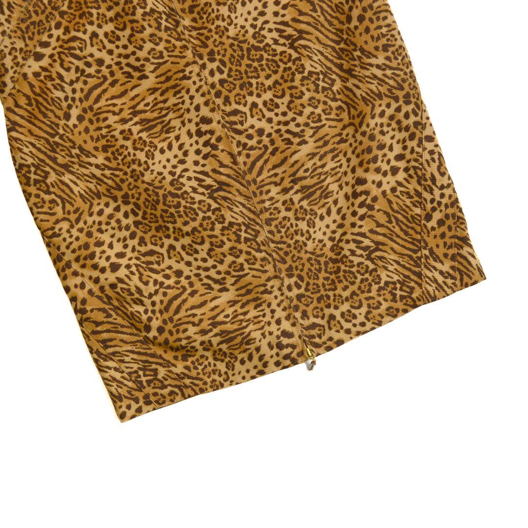 VERSACEヴェルサーチ イタリア製シルク100%レオパード柄膝上丈スカートM