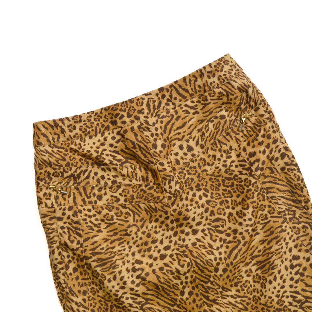 VERSACEヴェルサーチ イタリア製シルク100%レオパード柄膝上丈スカートM