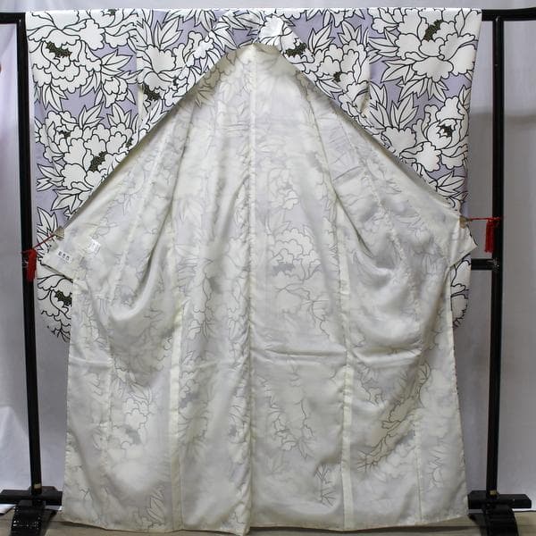 日本製 丸紅振袖 和風館ブランド 白グレー黒色系 成人式 お値打ち 919