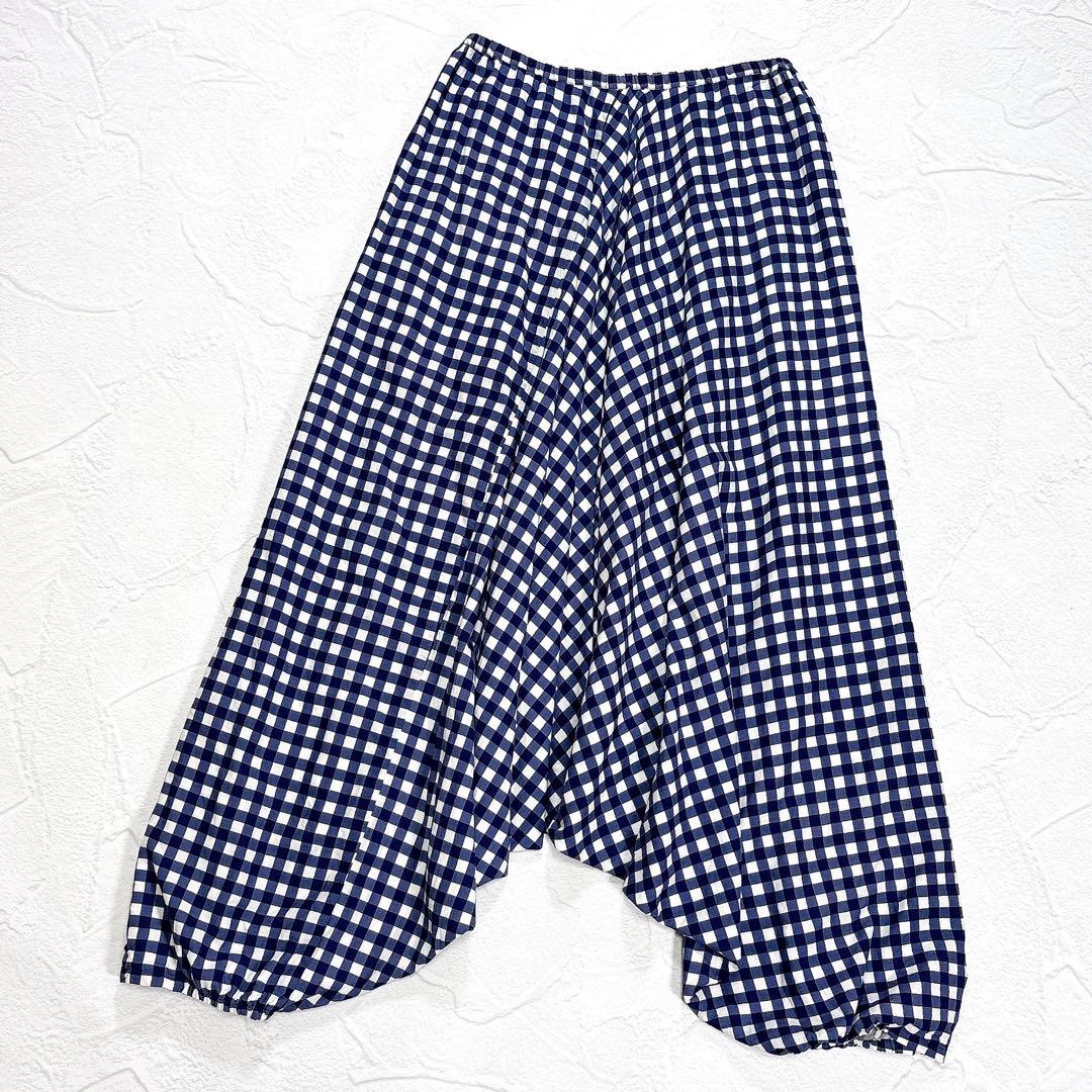 ハウスオブロータス ギンガムチェック サルエルパンツ インド綿 イージーパンツ