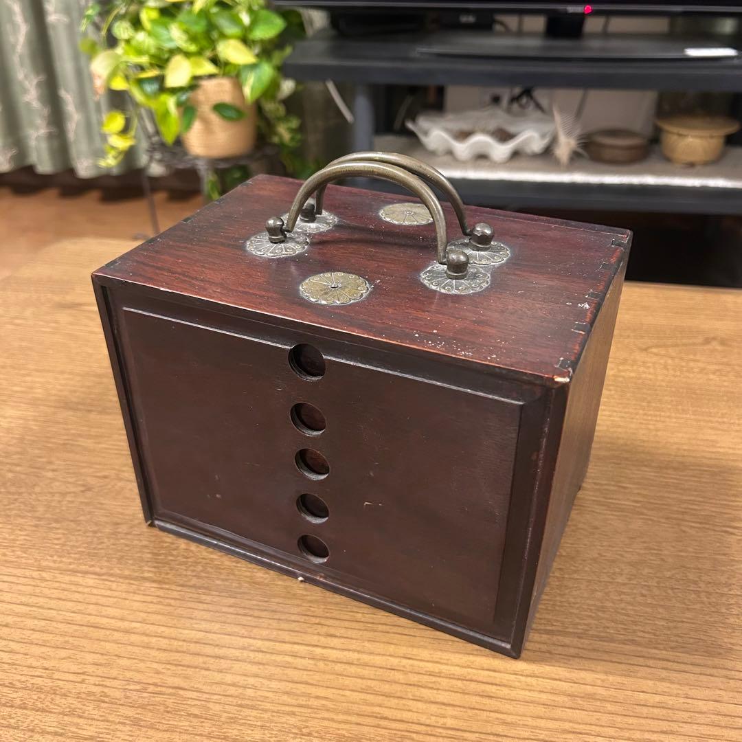 【背竹牌】唐木箱付き麻雀牌 アンティーク 骨牌 骨董 中国 当時物