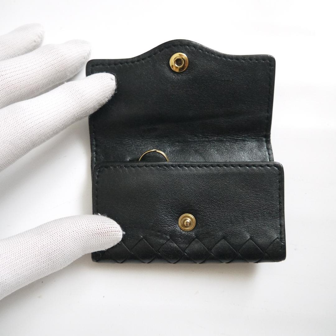 ✈ ボッテガヴェネタ イントレチャート レザー 5連 キーケース 黒 リング