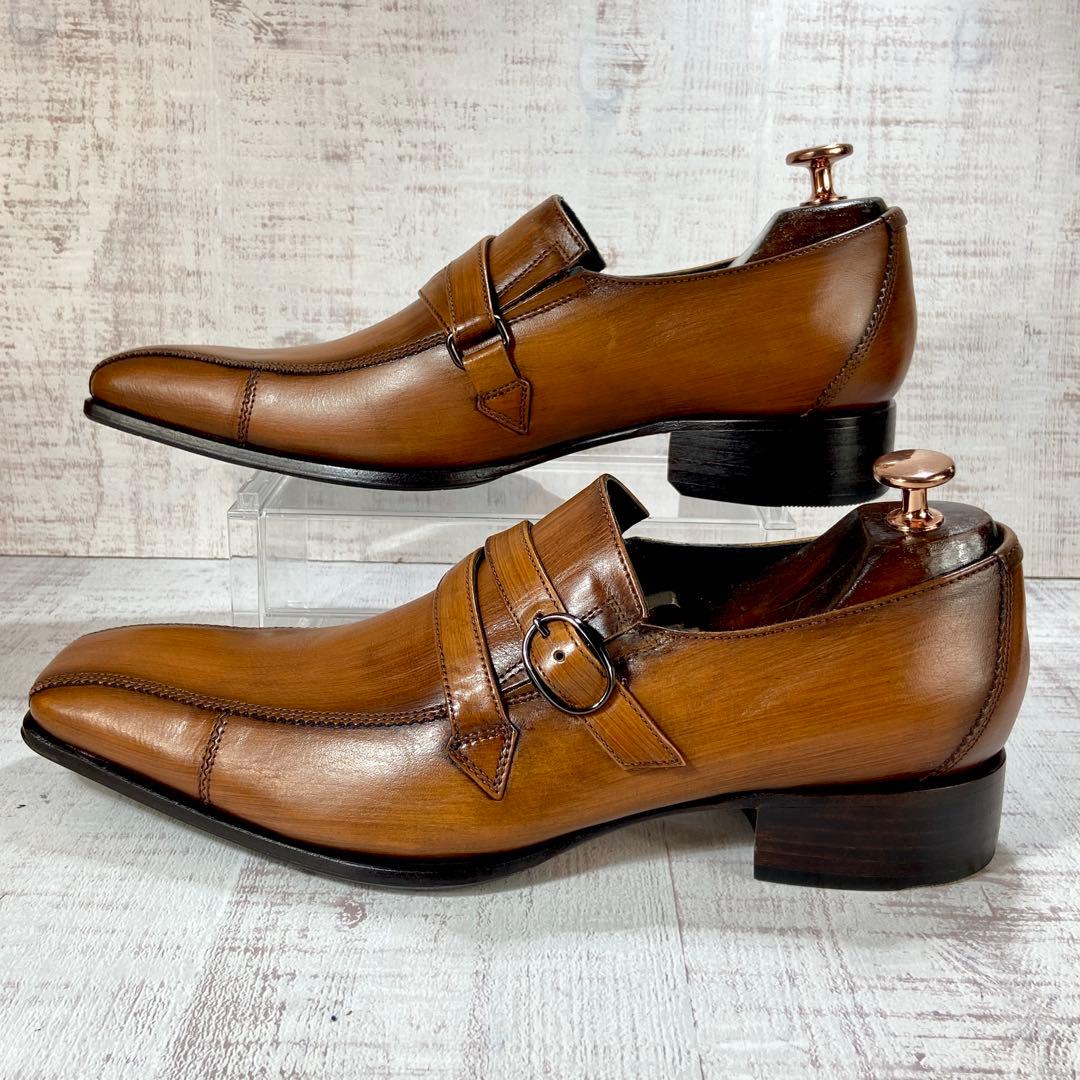 578【未使用近】KATHARINE HAMNETTダブルモンク茶 24.5cm