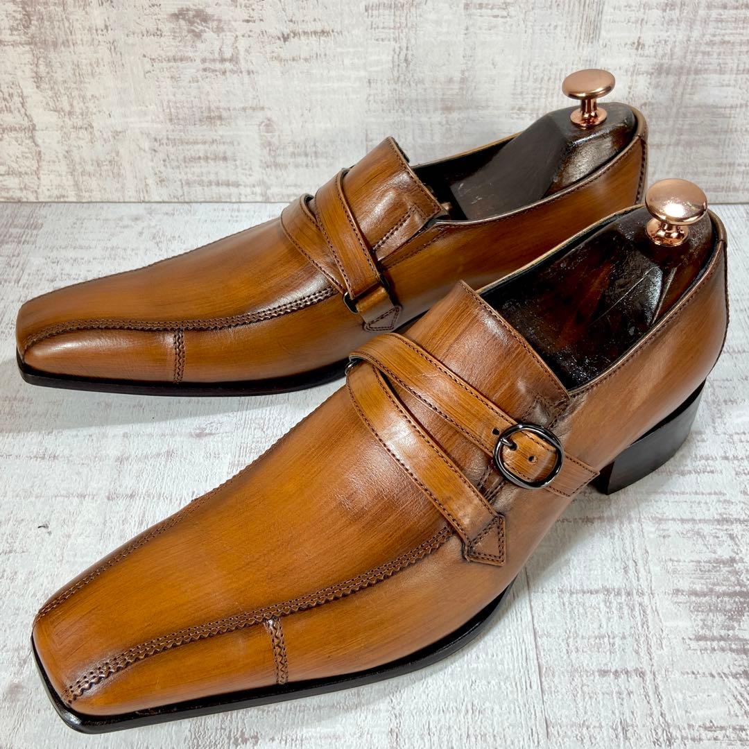 578【未使用近】KATHARINE HAMNETTダブルモンク茶 24.5cm