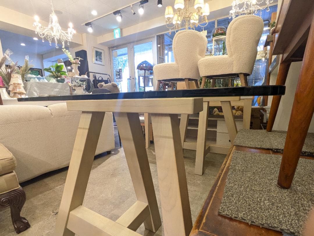 35% フランフラン エファ ガラス 天板テーブル 上品 ダイニングテーブル