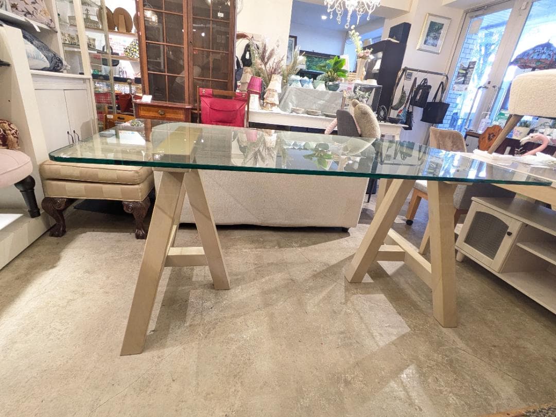 35% フランフラン エファ ガラス 天板テーブル 上品 ダイニングテーブル