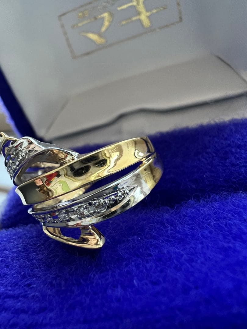 K18 18金 750 pt900 コンビ　リング　指輪　4.7g 11-12号