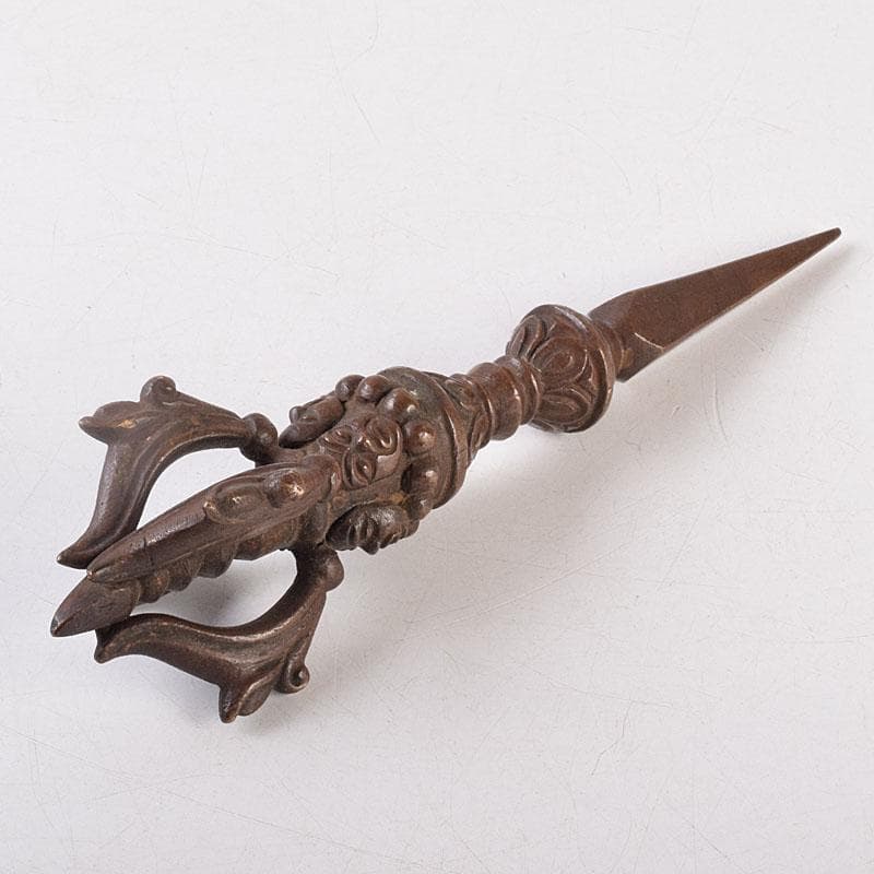 チベット密教法具　古銅　ブルパ　独鈷杵　金剛杵　V　R9088