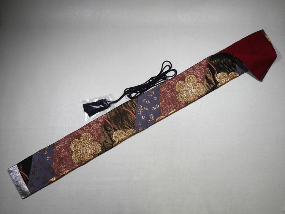 ●K55 刀 大刀 拵 刀袋 135㎝ 高級 未使用 時代本帯 房紐 紫彩金梅花