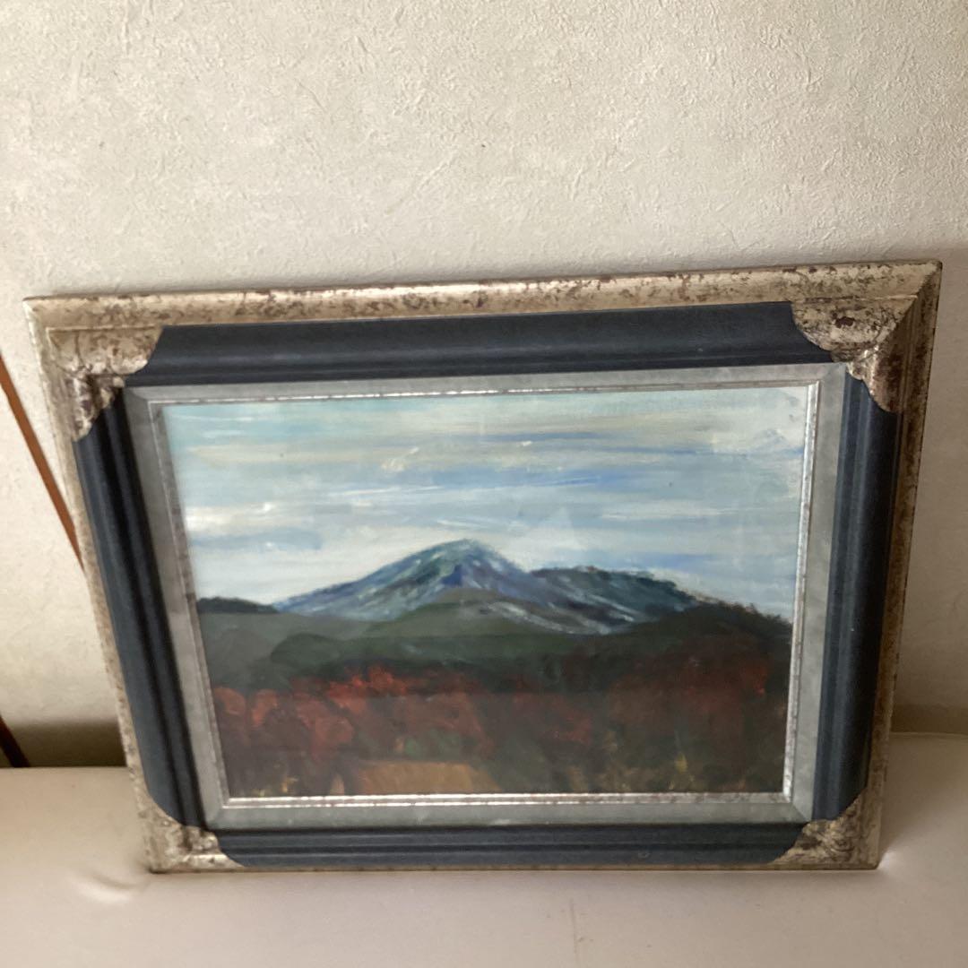 無落款　　作者不詳　　油彩画　　タイトル　《　晩秋　》　額装仕立　　肉筆画