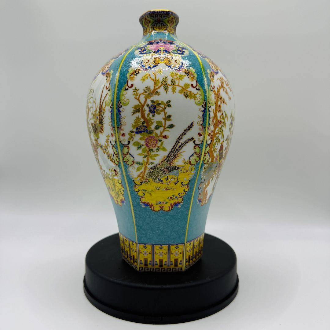 L107 六方花鳥梅瓶骨董磁器