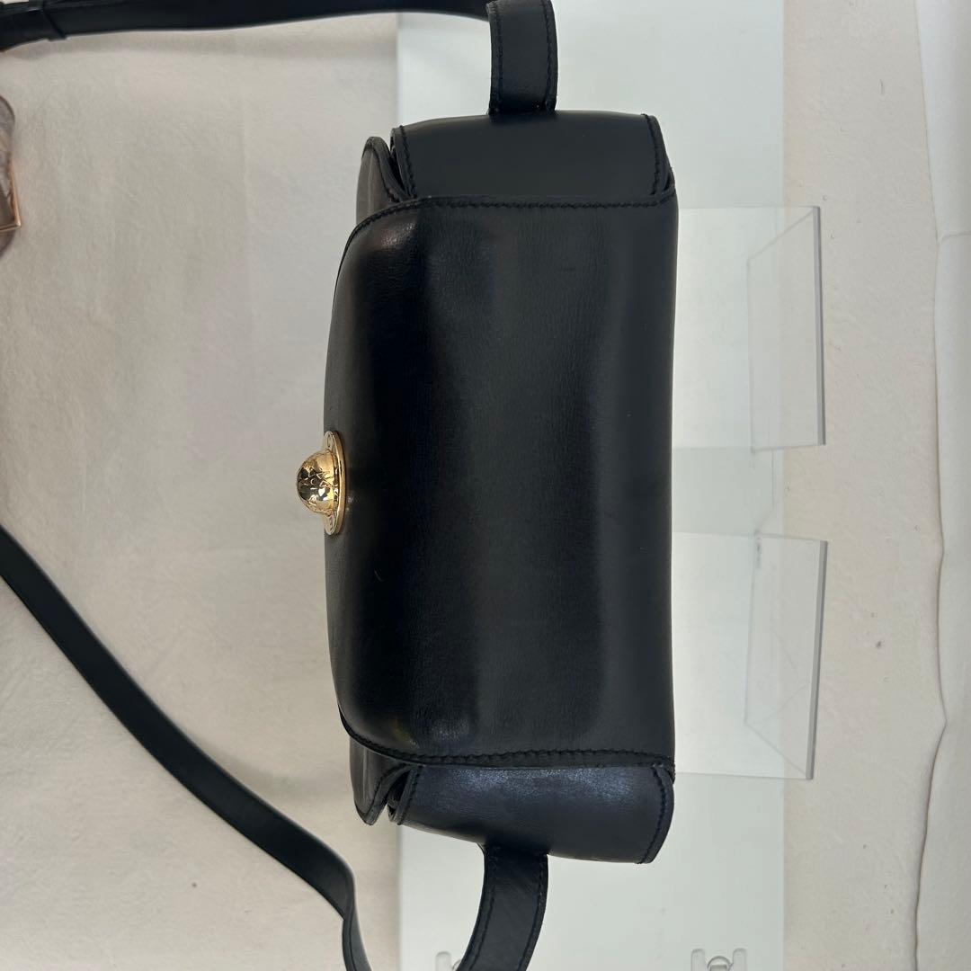 CELINE ブラックレザー ショルダーバッグ スター金具ゴールド