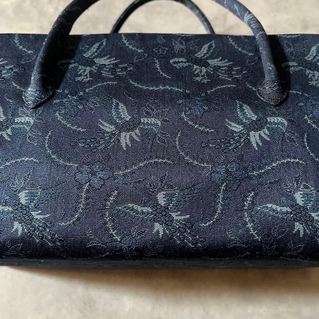 瑞祥 吉祥文様 桐竹鳳凰文 利休バッグ 瑠璃紺色