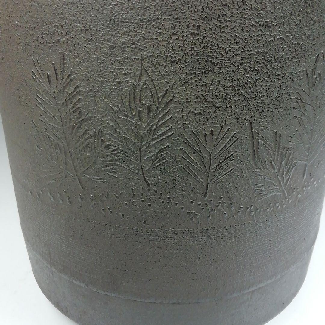 W132 茶釜 『松地紋 筒釜』『釜師 須藤浄義』『鉄釜』 共箱 茶道具