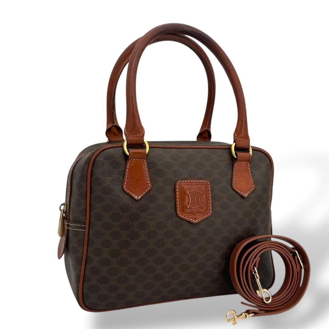 美品　セリーヌ マカダム　ハンドバッグ　ミニボストン　2way ショルダー