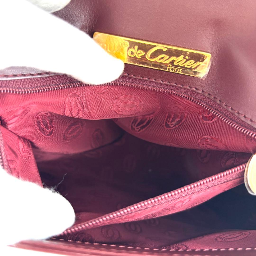 未使用に近い カルティエ マストライン ショルダーバッグ ターンロック ボルドー