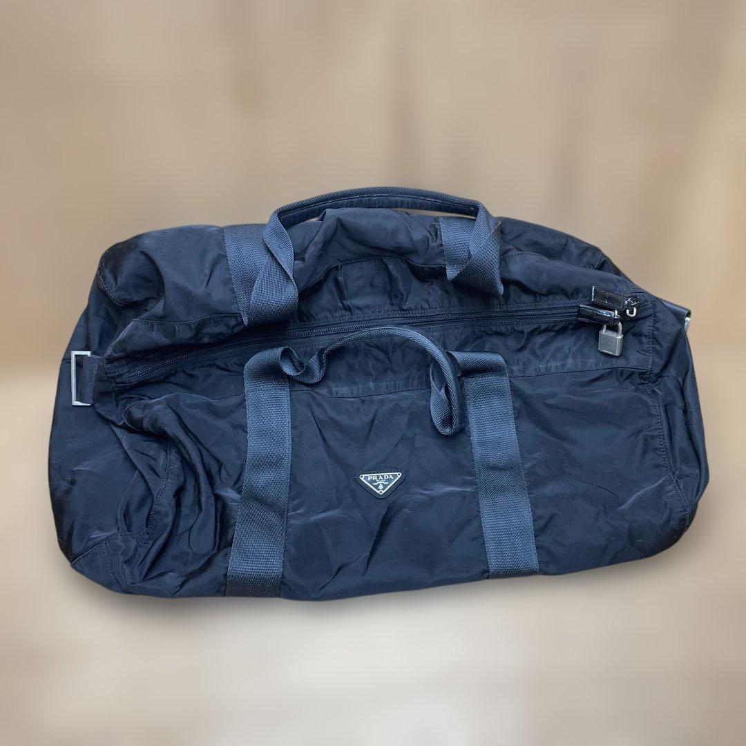 PRADA ボストンバッグ 2way 三角ロゴ ナイロン ブラック - メルカリ