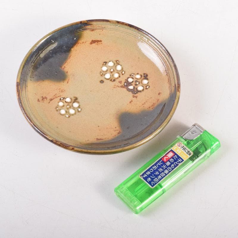 和食器 竹里庵 葵窯 加藤春二作 織部 花文 銘々皿 五客 共箱 C 8322