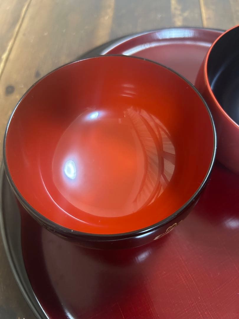 輪島塗　沈金　蒔絵金彩　高級夫婦椀　黒内朱　朱内黒　紅葉　桜