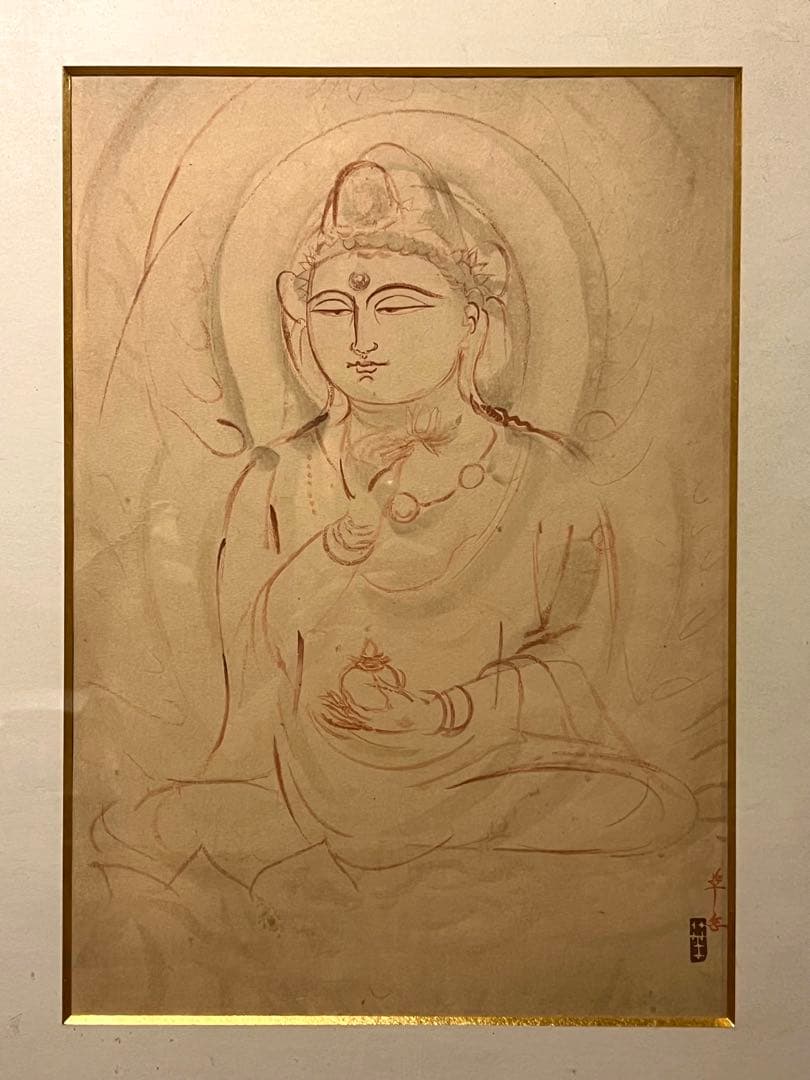 村上華岳 木版画 聖観音 額縁 額装 日本画 仏画仏教美術 - メルカリ