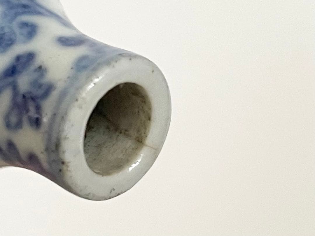 骨董 アンティーク 染付 鼻煙壷 瓢形 唐草喜字 コレクション 中国骨董