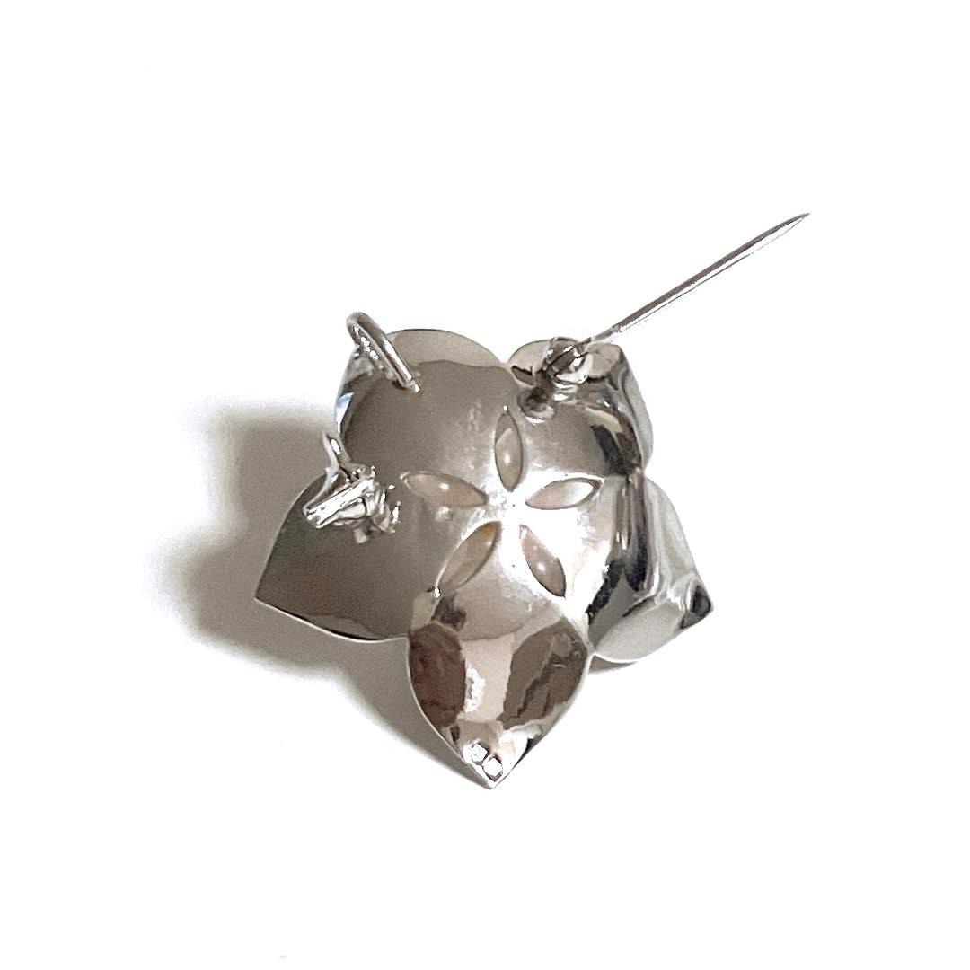 ミキモト パール フラワー 花 桜 トップ ブローチ シルバー 6粒 6P