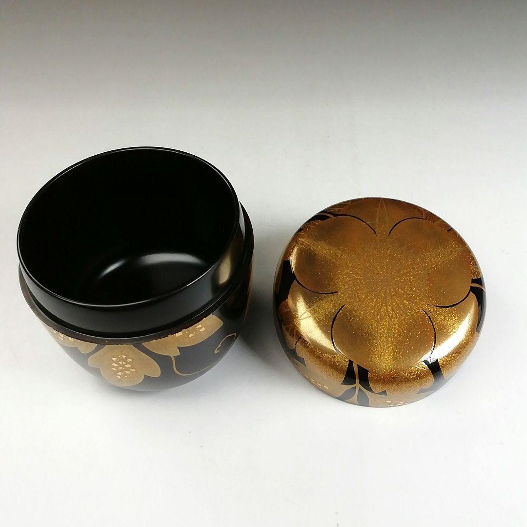 T802 棗 『金蒔絵』『稲井玉甫 作』 共箱 茶道具