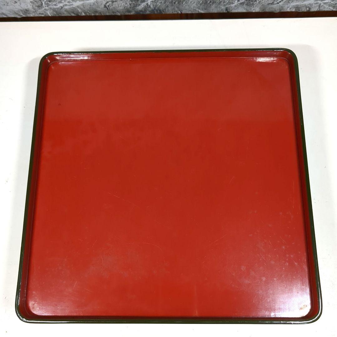 木製 漆器 緑内朱 脚付会席膳 10客セット 江戸時代後期 骨董品 黒漆木箱付き