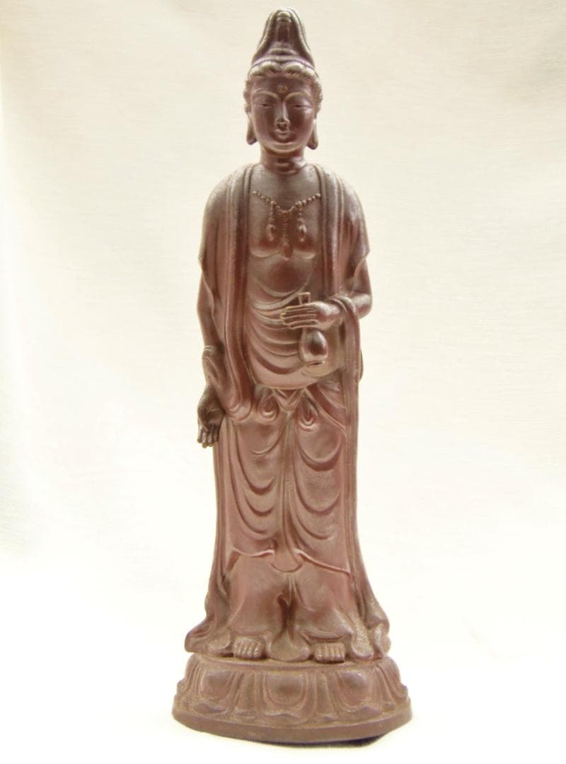 76代逸翁 金重利右衛門（金重勉）古備前焼 置物 観音菩薩