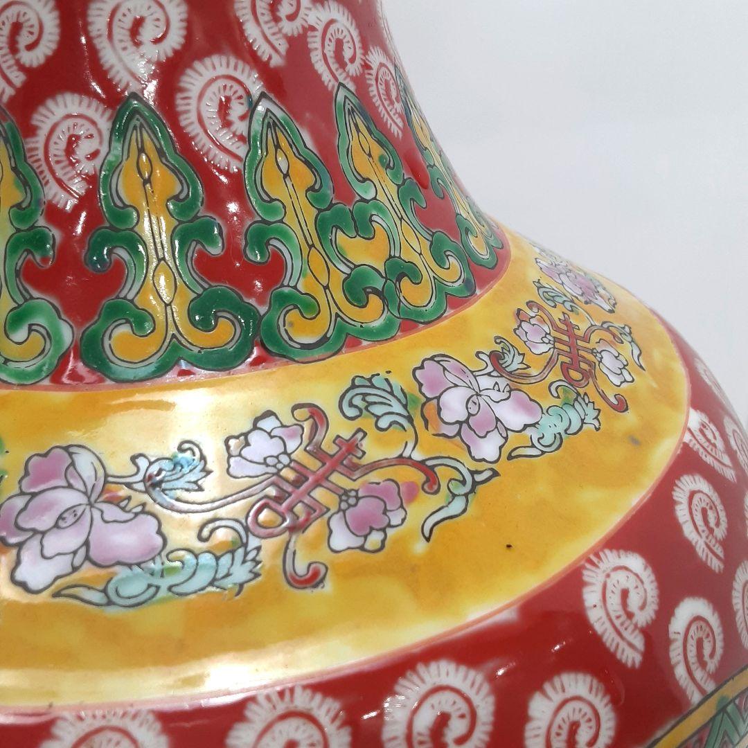 Y1477　中国彩色壺　高さ35.5cm　　ten