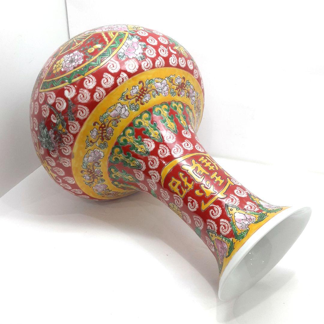 Y1477　中国彩色壺　高さ35.5cm　　ten