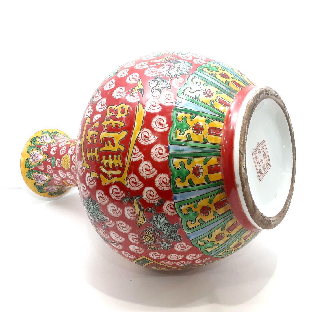 Y1477　中国彩色壺　高さ35.5cm　　ten