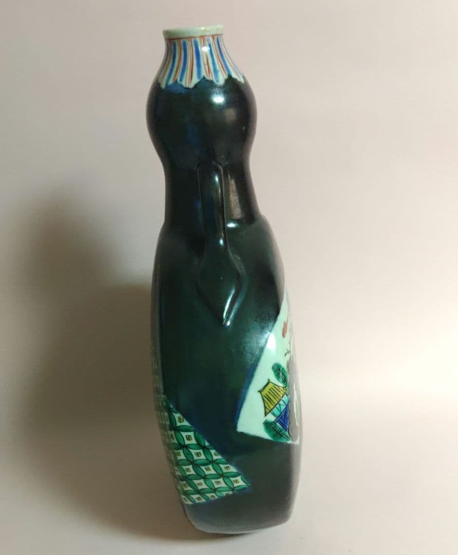 九谷焼 白舟 徳利 手書き 色絵 陶器製 九谷焼 白舟 徳利 手書き 色絵