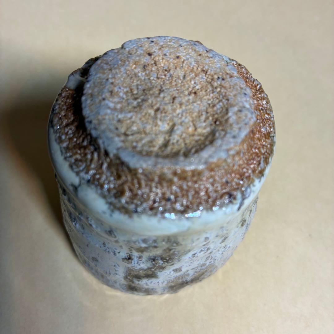 酒器 ぐい呑み 岡本作礼 絵斑唐津 共箱 岡本作礼 絵