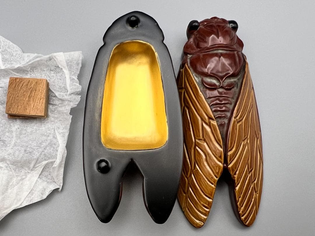 【海】香合　蝉　般若勉作　（号　雲舟）茶器　茶道具　共箱付　新品未使用