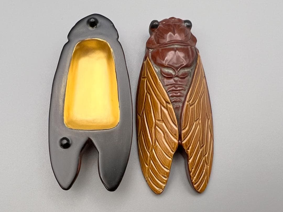 【海】香合　蝉　般若勉作　（号　雲舟）茶器　茶道具　共箱付　新品未使用