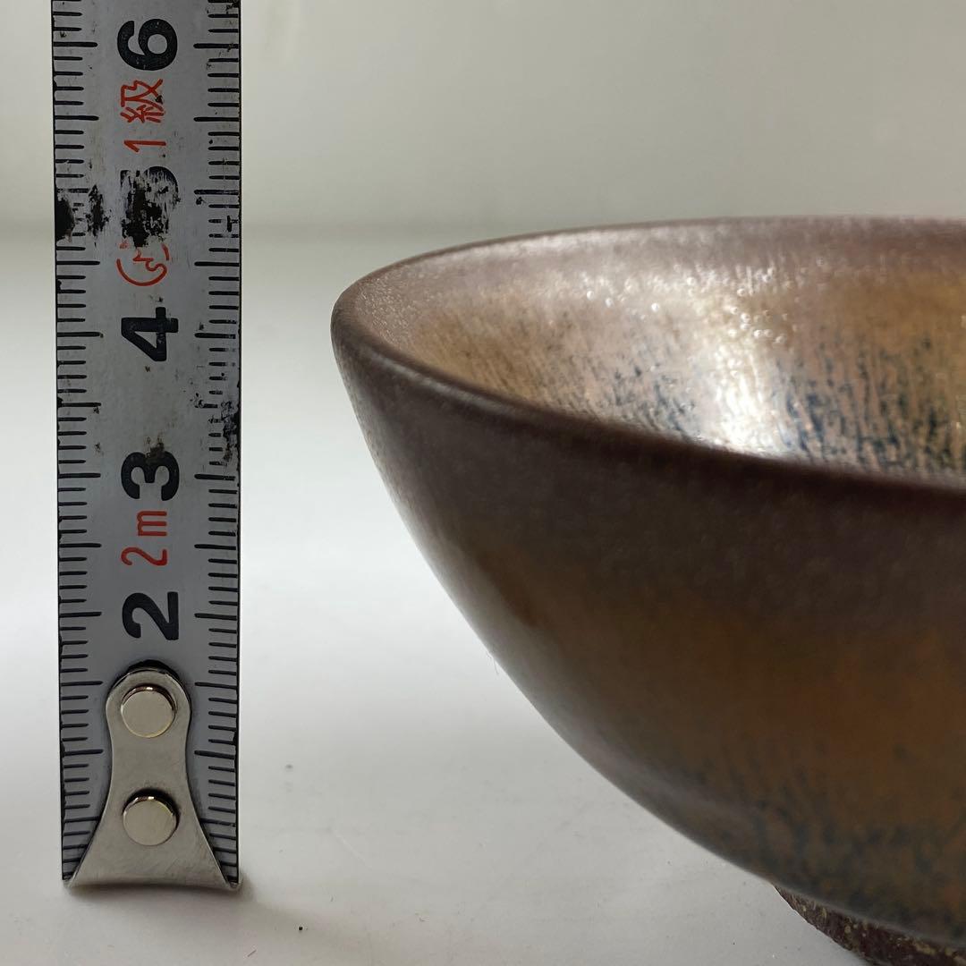 古代 中国唐物 天目茶碗 直径9.5㎝ 木箱付 タコチ 東な7-