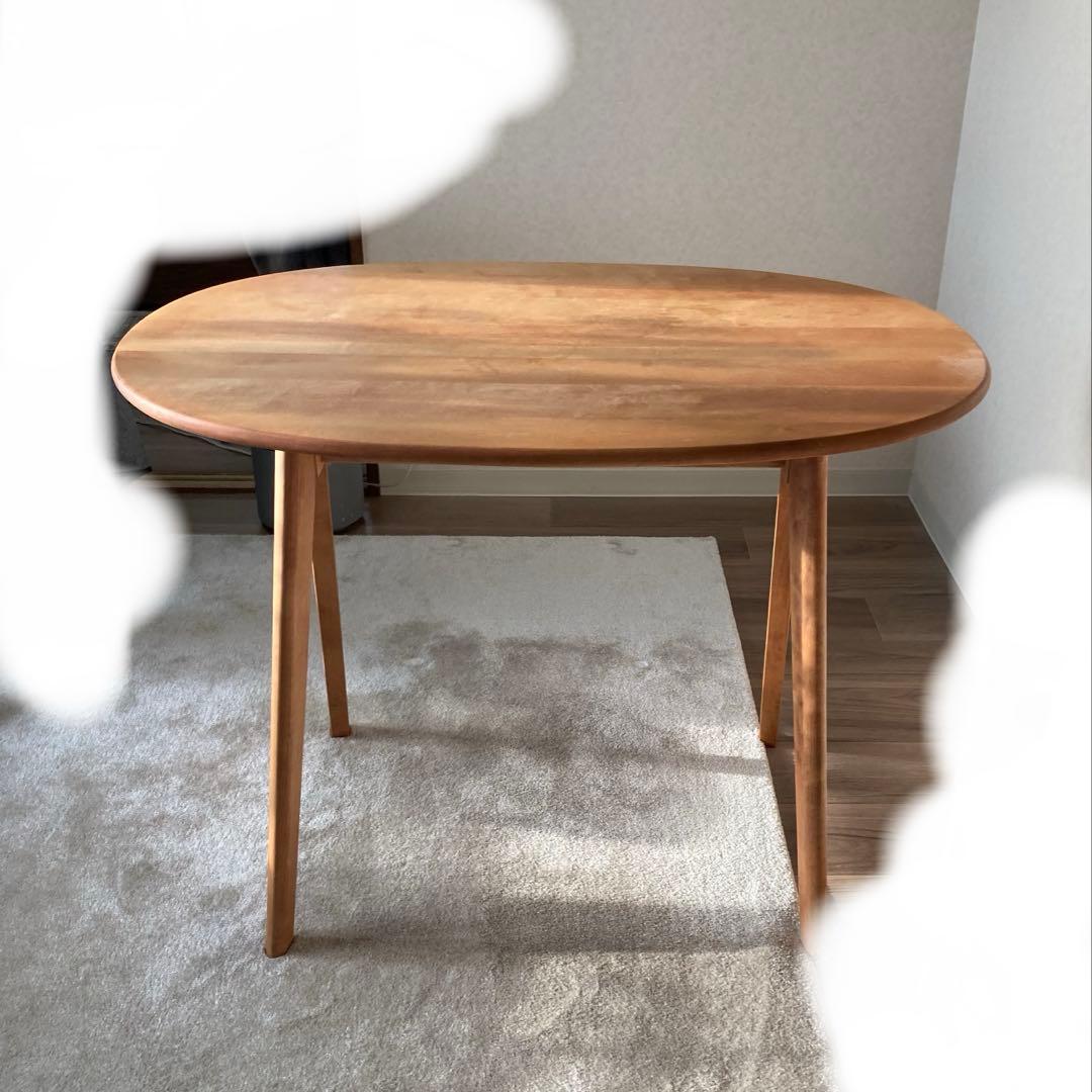 ダイニングテーブル&スツールセット　北欧,楕円，無垢，木製