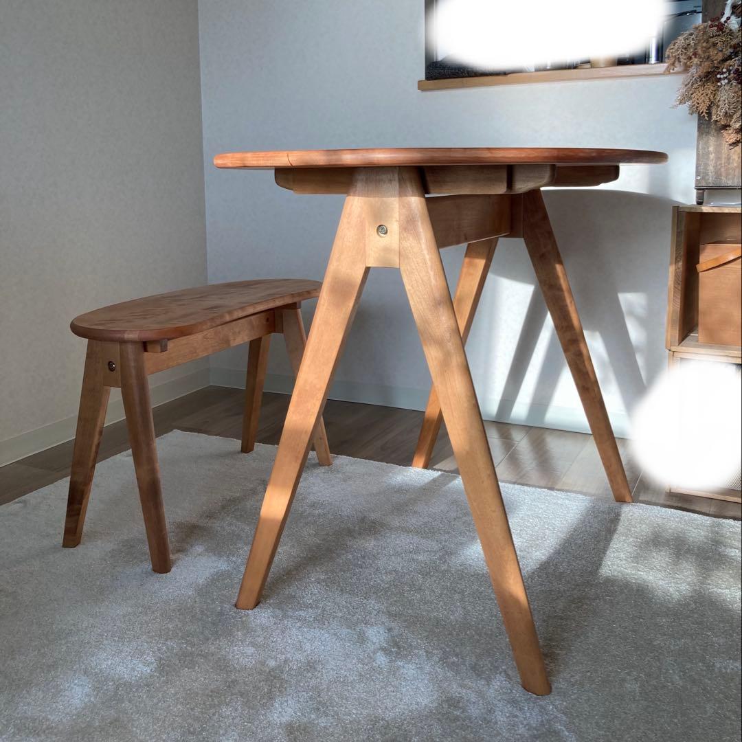 ダイニングテーブル&スツールセット　北欧,楕円，無垢，木製