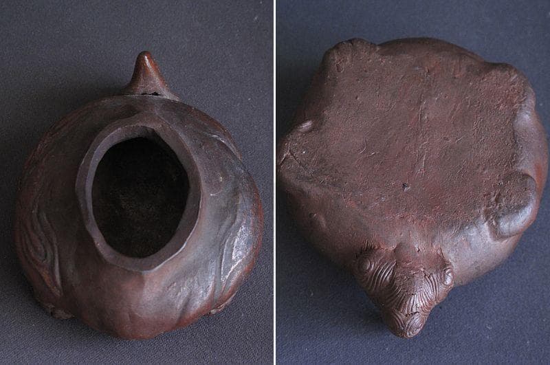 時代!! 備前焼『獅子香炉』珍しい形！細工物 高8㎝