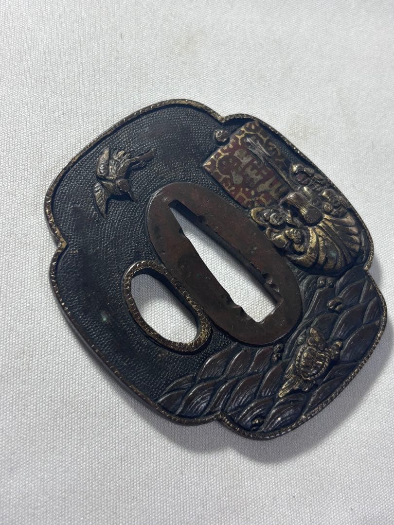 名品　鐔鍔つば　宝船　七福神　鶴と亀　これぞ御利益のある鐔　江戸時代