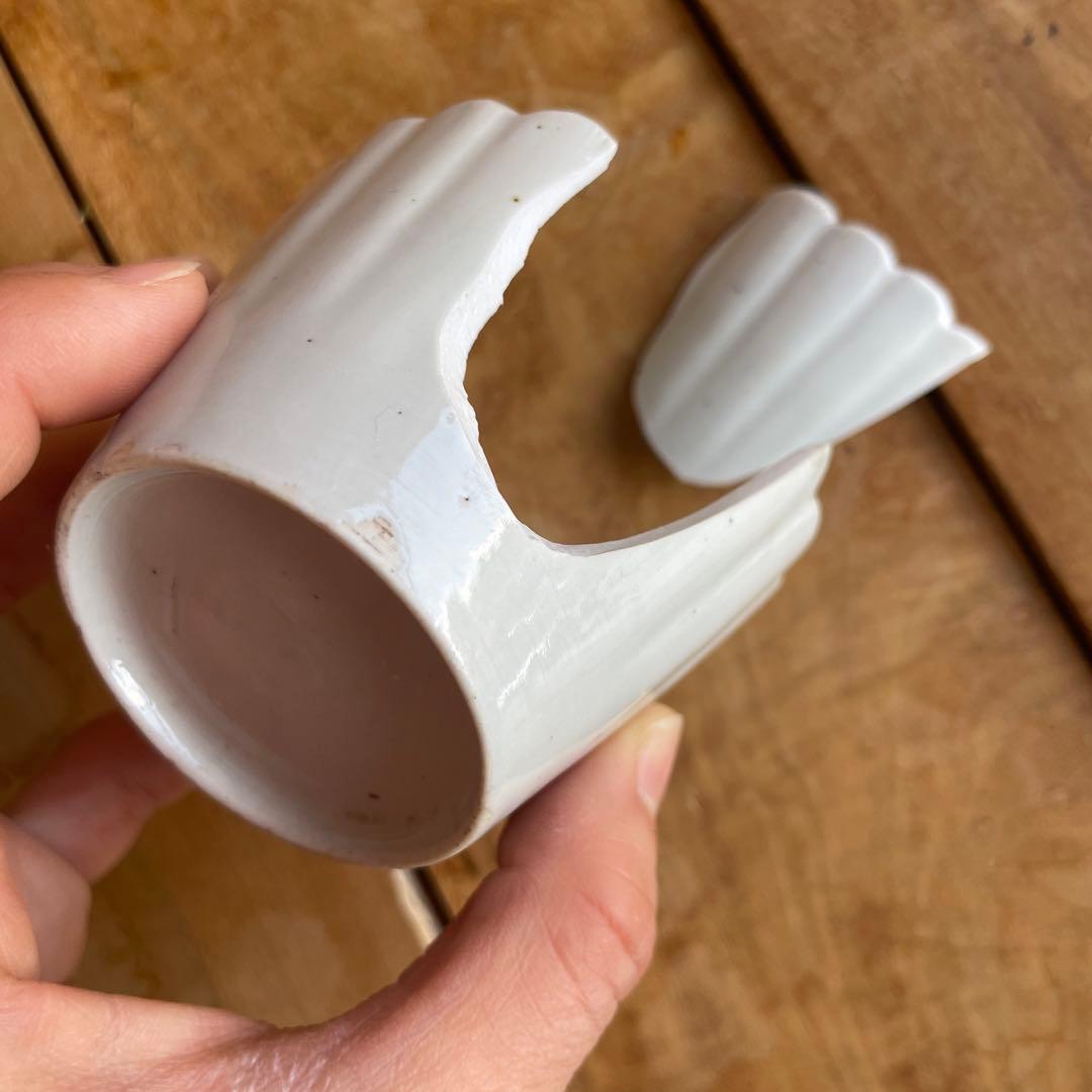 金継ぎ用　古伊万里白磁菊型猪口　江戸時代