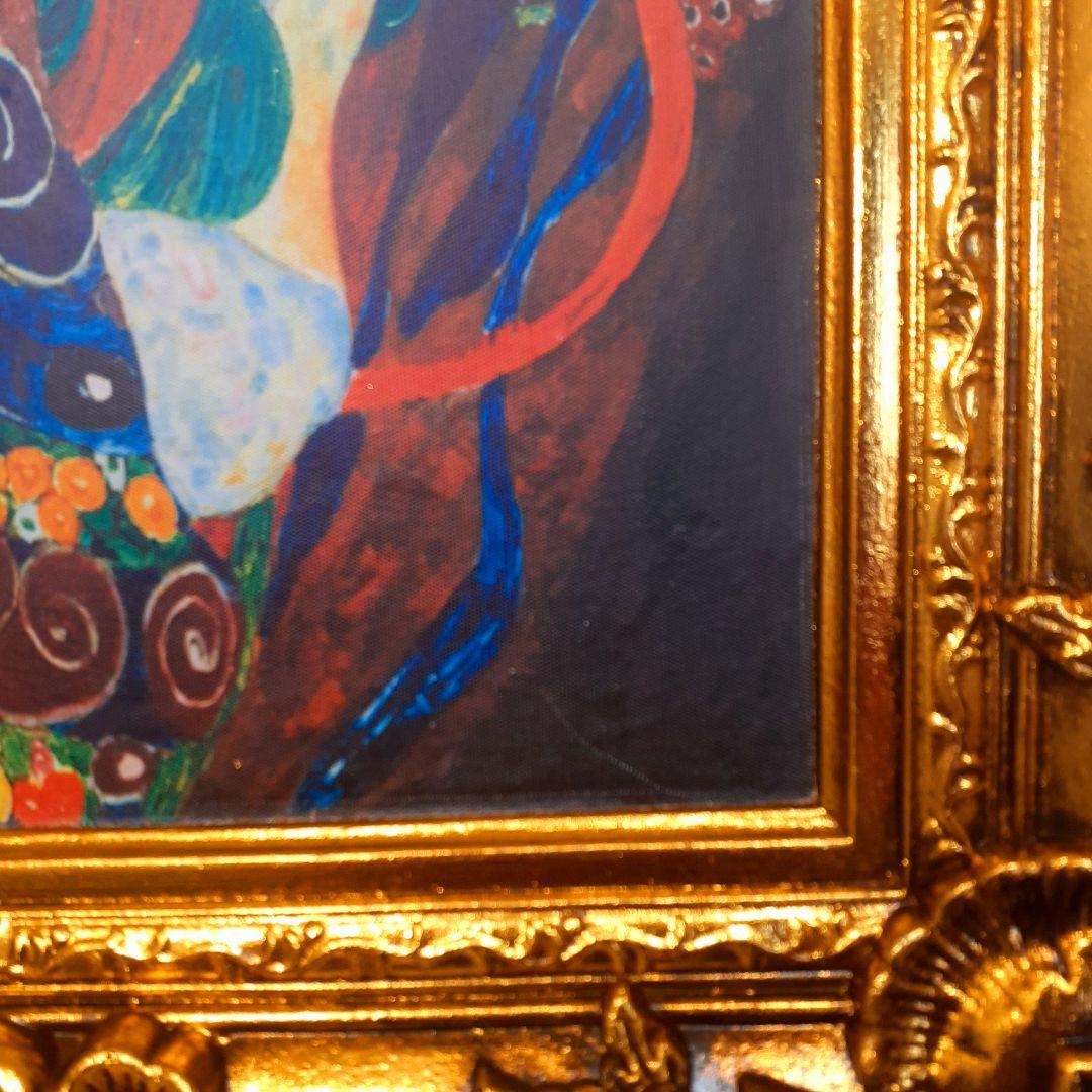 グスタフクリムト作画　TheMaiden　良質キャンバス　豪華　金箔額縁付