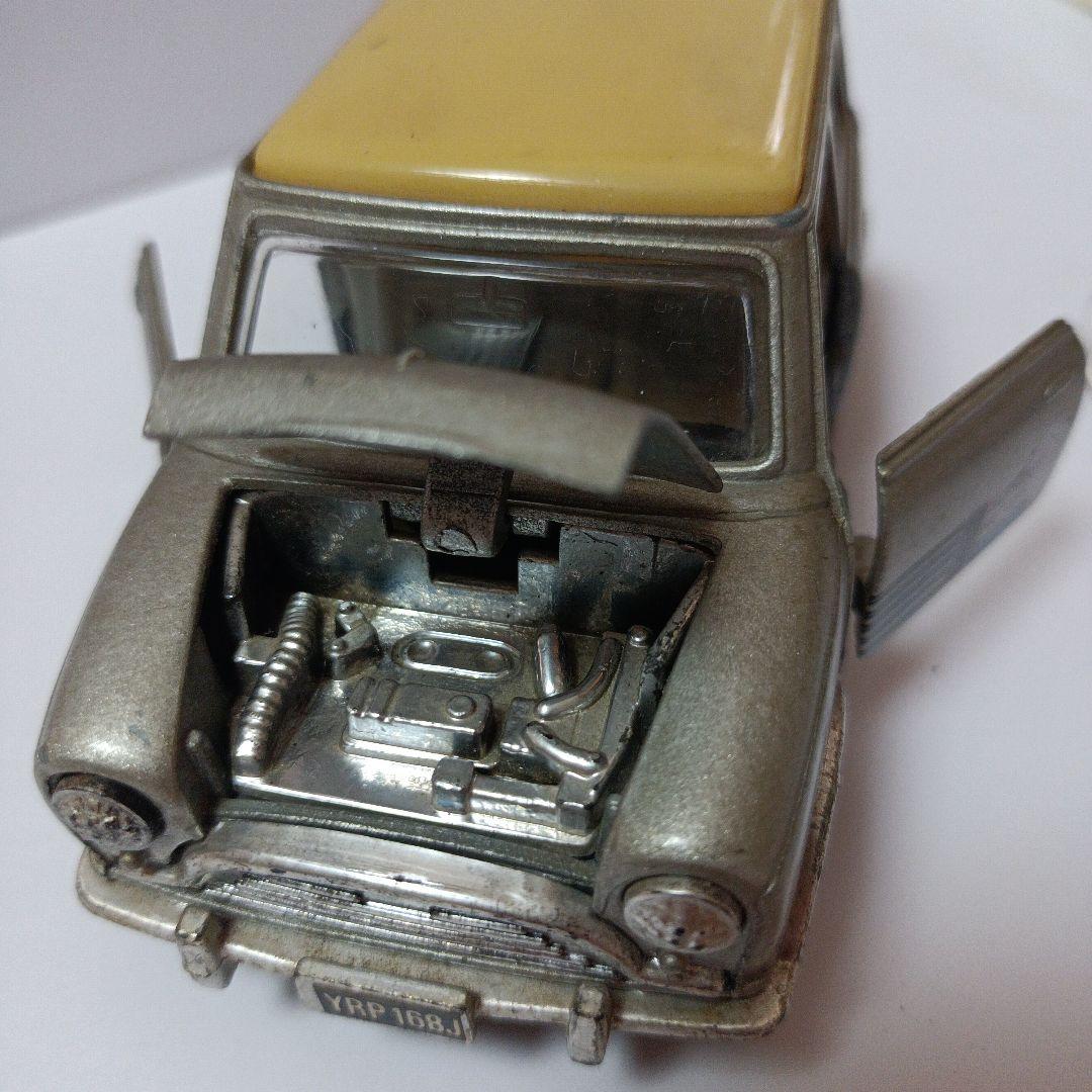 ミニクーパー ミニチュアカー シルバー/イエロー レトロ - メルカリ