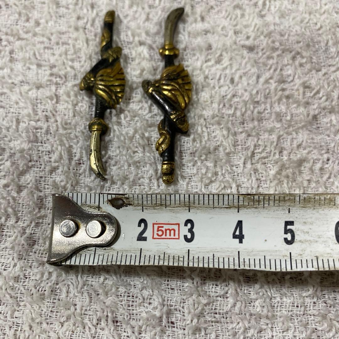 B-33 目貫　金象嵌　木箱付き　武具　刀装具　刀　美術品　工芸品　装飾品