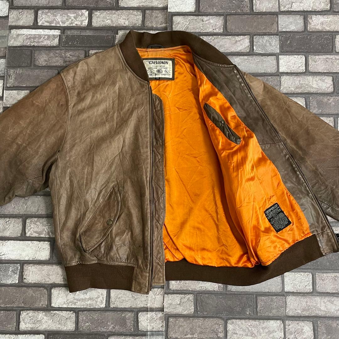 ジャケット・アウター OLD -90's leather bomber jacket moca